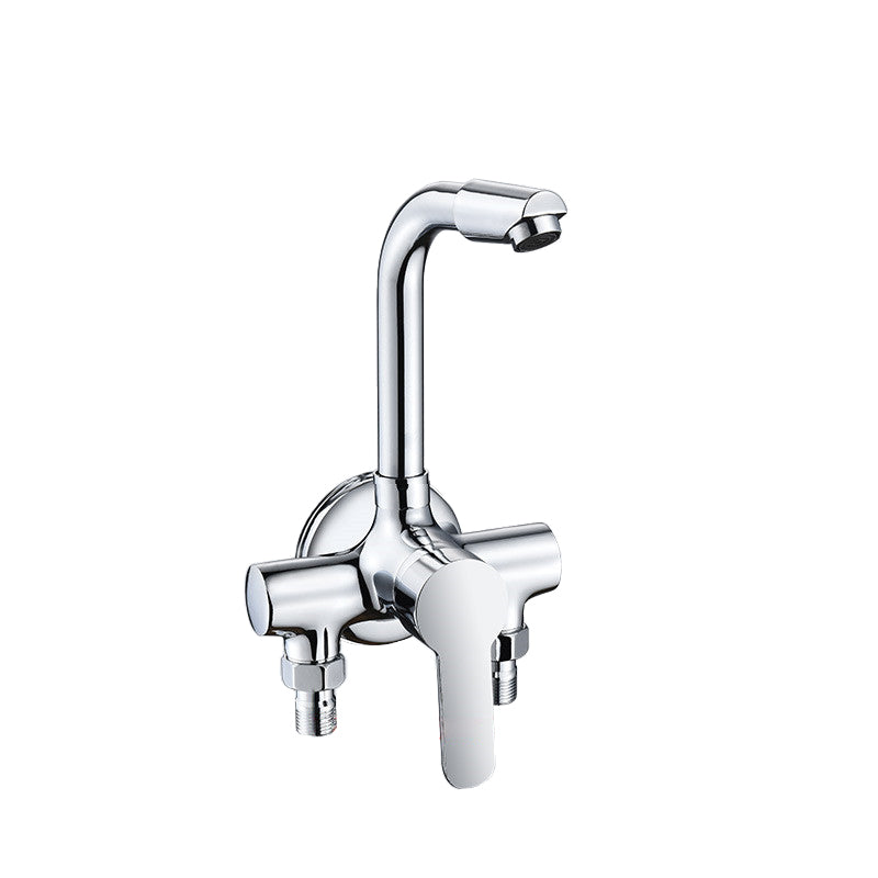 Single Handle Kitchen Faucet Metal Wall Mounted Faucet in Chrome