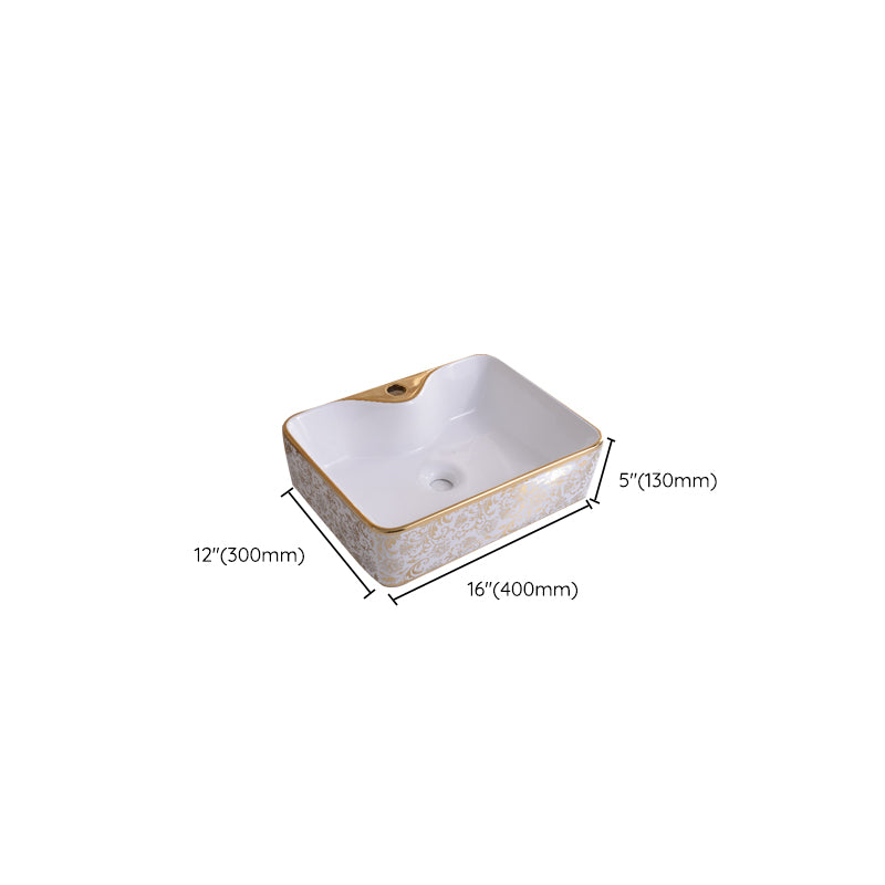 Traditional Vessel Bathroom Sink Oval Porcelain with Overflow Vessel