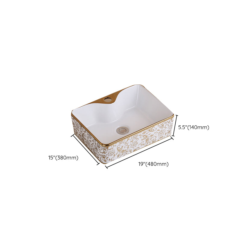 Traditional Vessel Sink Oval Porcelain with Pop-Up Drain Vessel Lavatory Sink
