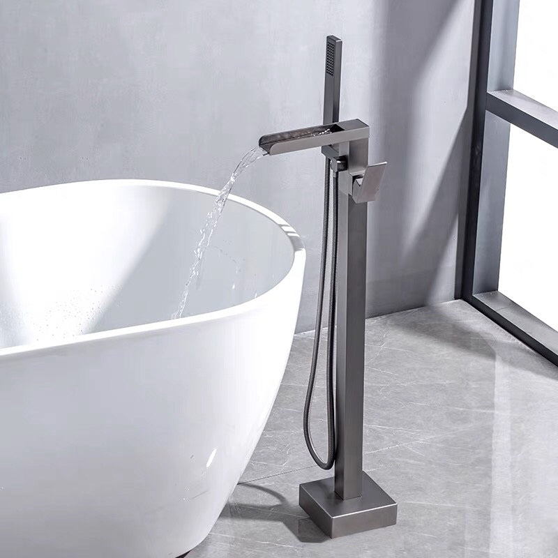 Modern Free Standing Tub Filler Faucet Copper with Hand Shower Freestanding Faucet
