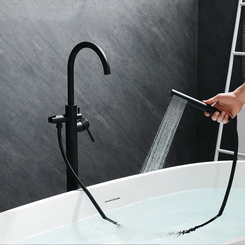 Modern Free Standing Tub Filler Faucet Copper with Handheld Shower Tub Filler
