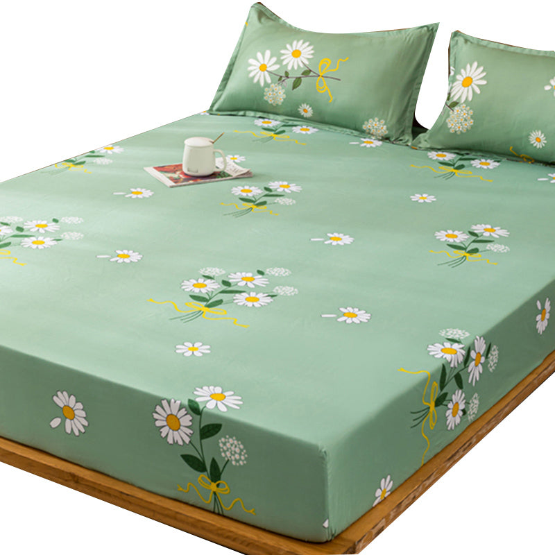 Modern Style Fitted Sheet Floral Pattern Ultra-Soft Breathable Fitted Sheet