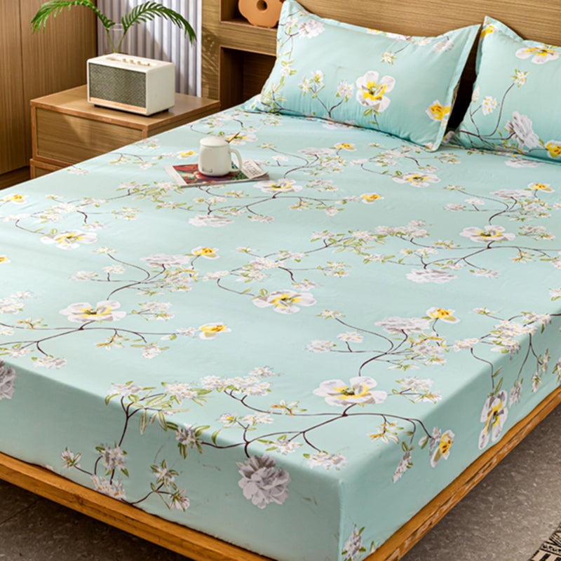 Modern Style Fitted Sheet Floral Pattern Ultra-Soft Breathable Fitted Sheet