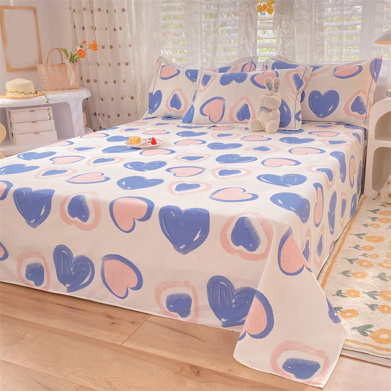 Modern Style Bed Sheet Striped Print Ultra-Soft Breathable Bed Sheet