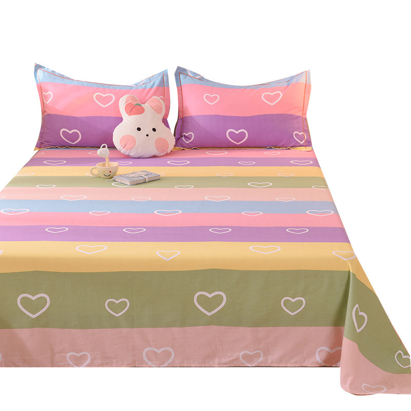 Modern Style Bed Sheet Striped Print Ultra-Soft Breathable Bed Sheet