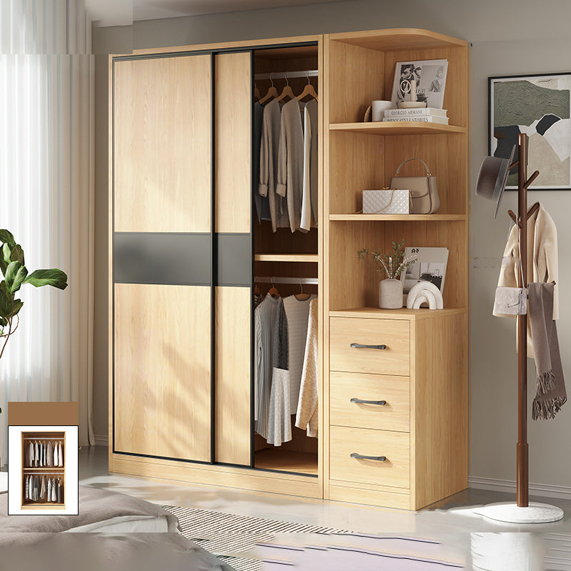 Modern Pine Solid Wood Wardrobe Freestanding Wardrobe with Soft Close Doors