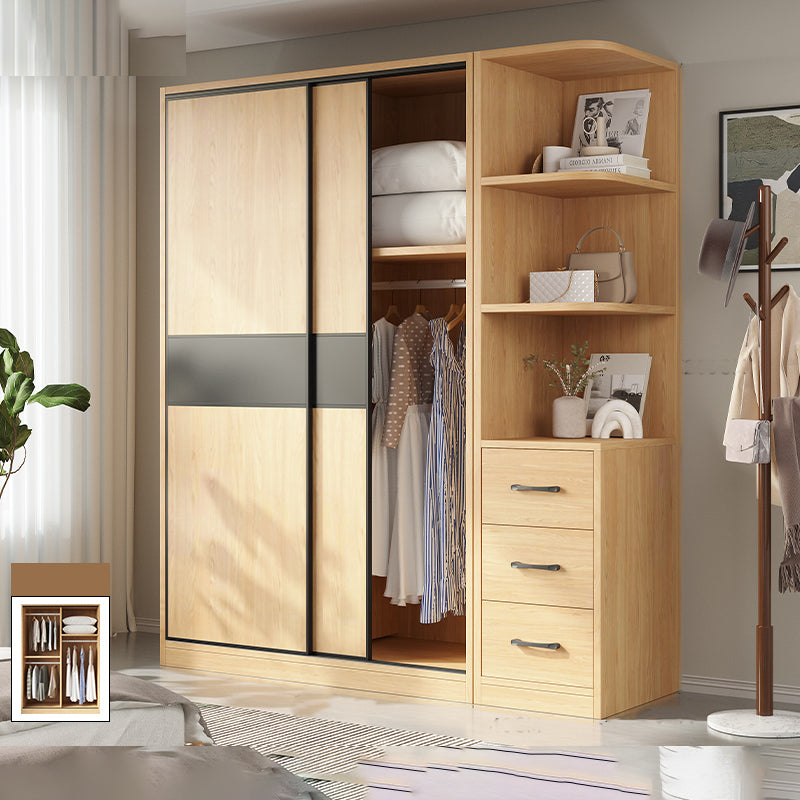 Modern Pine Solid Wood Wardrobe Freestanding Wardrobe with Soft Close Doors
