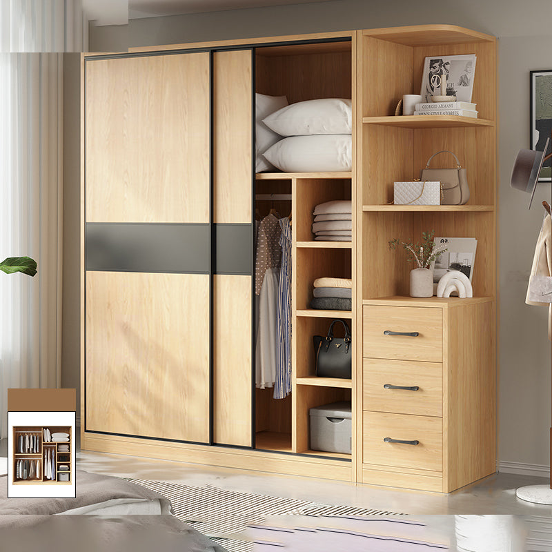 Modern Pine Solid Wood Wardrobe Freestanding Wardrobe with Soft Close Doors