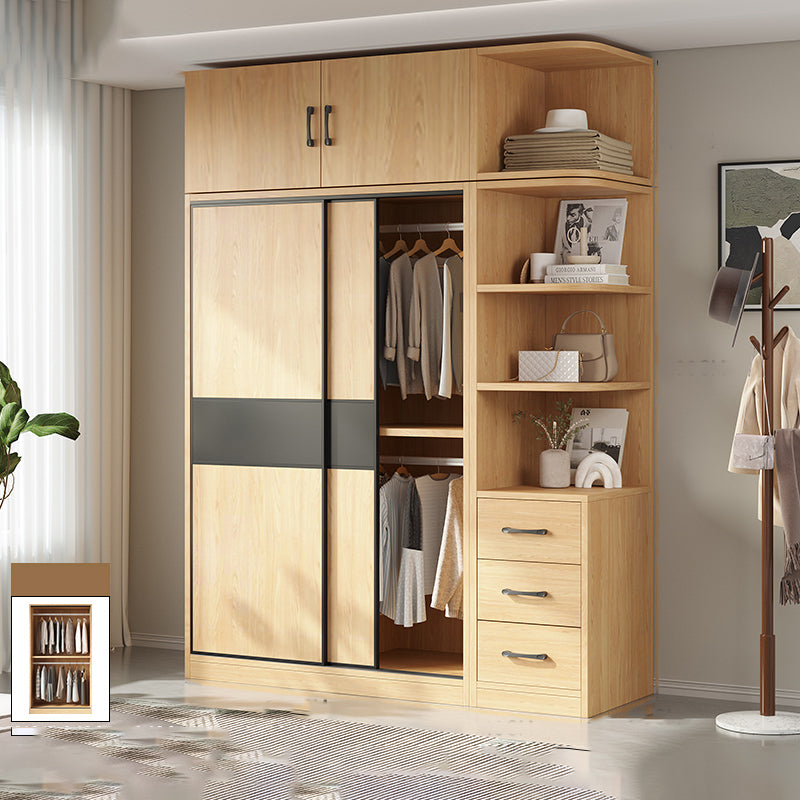 Modern Pine Solid Wood Wardrobe Freestanding Wardrobe with Soft Close Doors