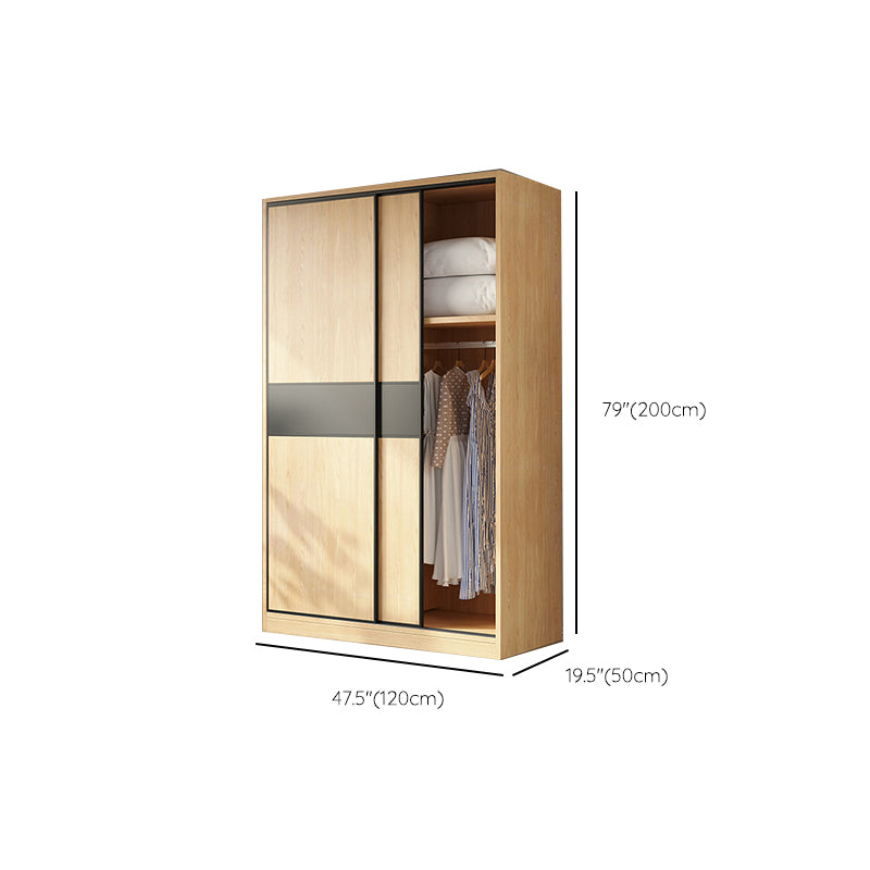 Modern Pine Solid Wood Wardrobe Freestanding Wardrobe with Soft Close Doors