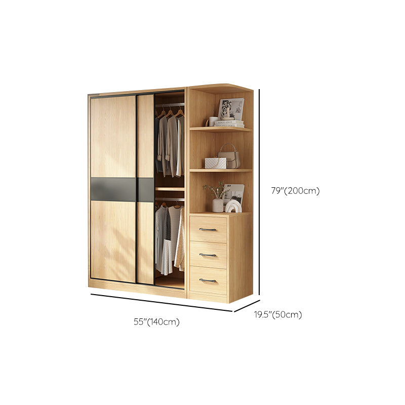 Modern Pine Solid Wood Wardrobe Freestanding Wardrobe with Soft Close Doors