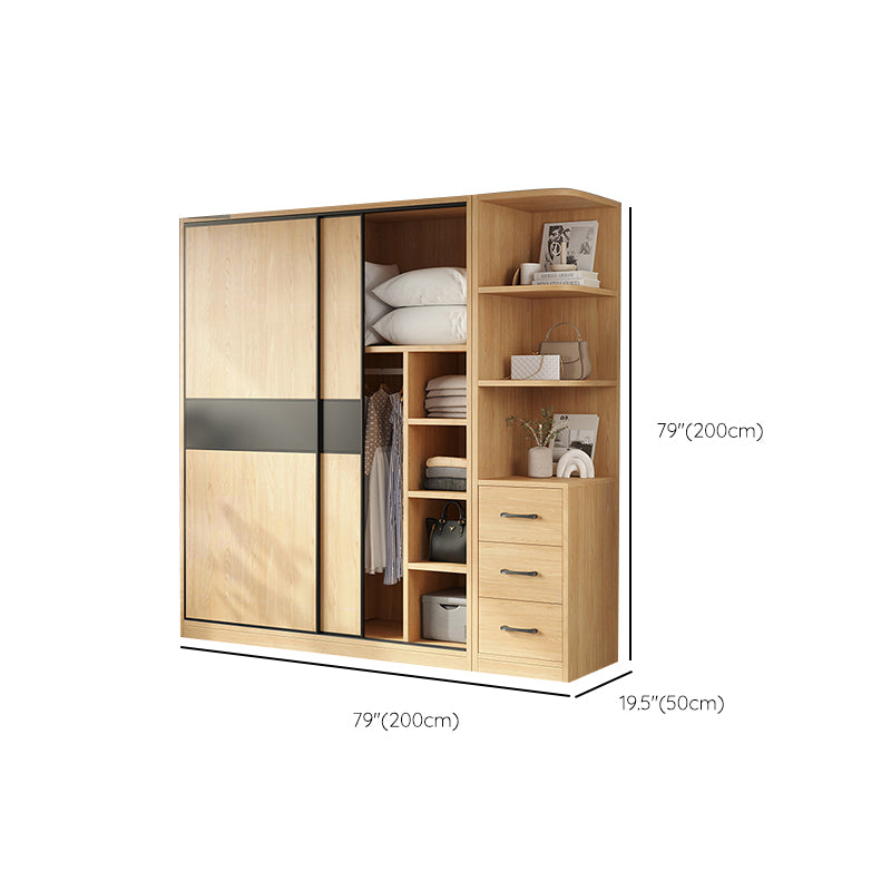 Modern Pine Solid Wood Wardrobe Freestanding Wardrobe with Soft Close Doors