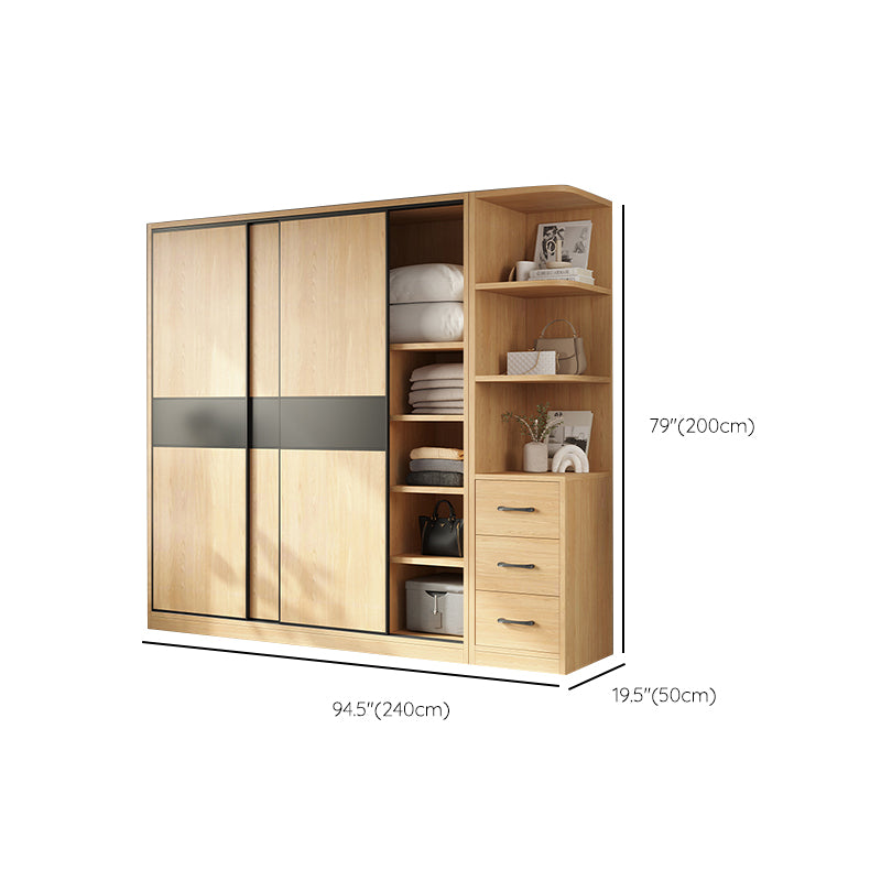 Modern Pine Solid Wood Wardrobe Freestanding Wardrobe with Soft Close Doors