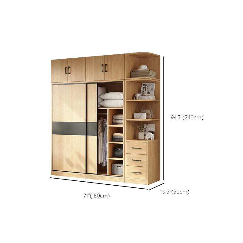 Modern Pine Solid Wood Wardrobe Freestanding Wardrobe with Soft Close Doors