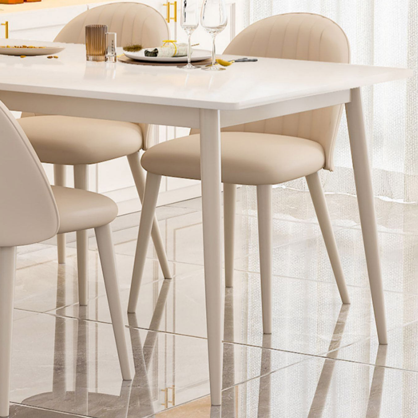 Rectangle Dining Table Contemporary 4 Legs Dining Site Table