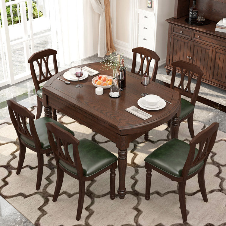 Mid-Century Modern Round Kitchen Dinner Table Solid Wood 4 Legs Dining Table