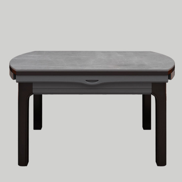 Modern Stone Round Dining Table Rubber Wood Base for Dining Room