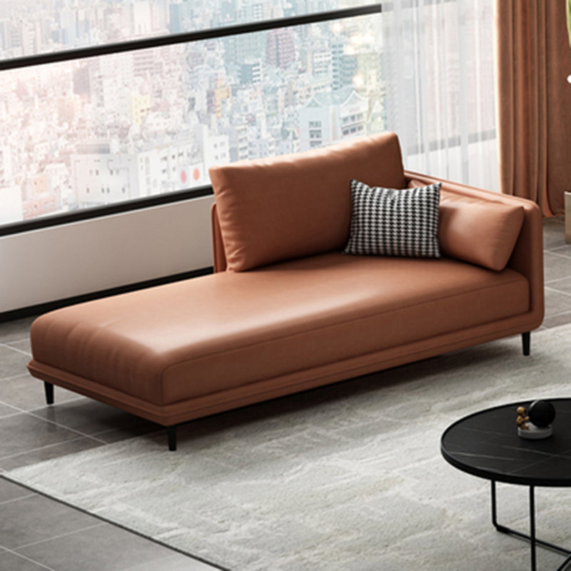 Modern One Armed Faux Leather Chaise, Square Arms Accent Chair