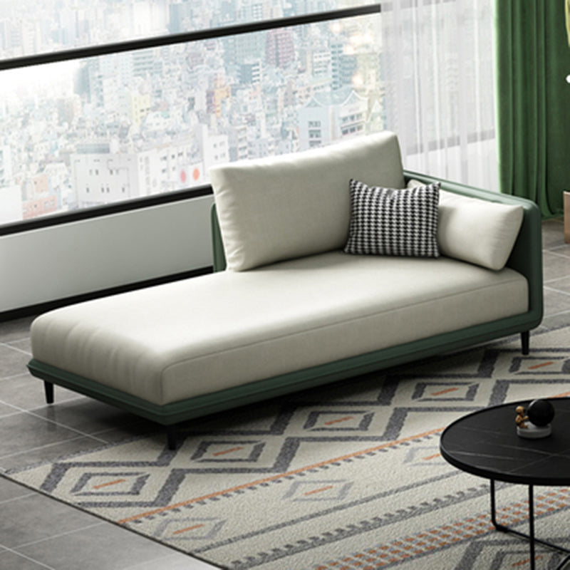 Modern One Armed Faux Leather Chaise, Square Arms Accent Chair