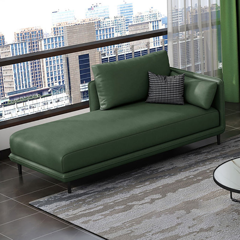 Modern One Armed Faux Leather Chaise, Square Arms Accent Chair