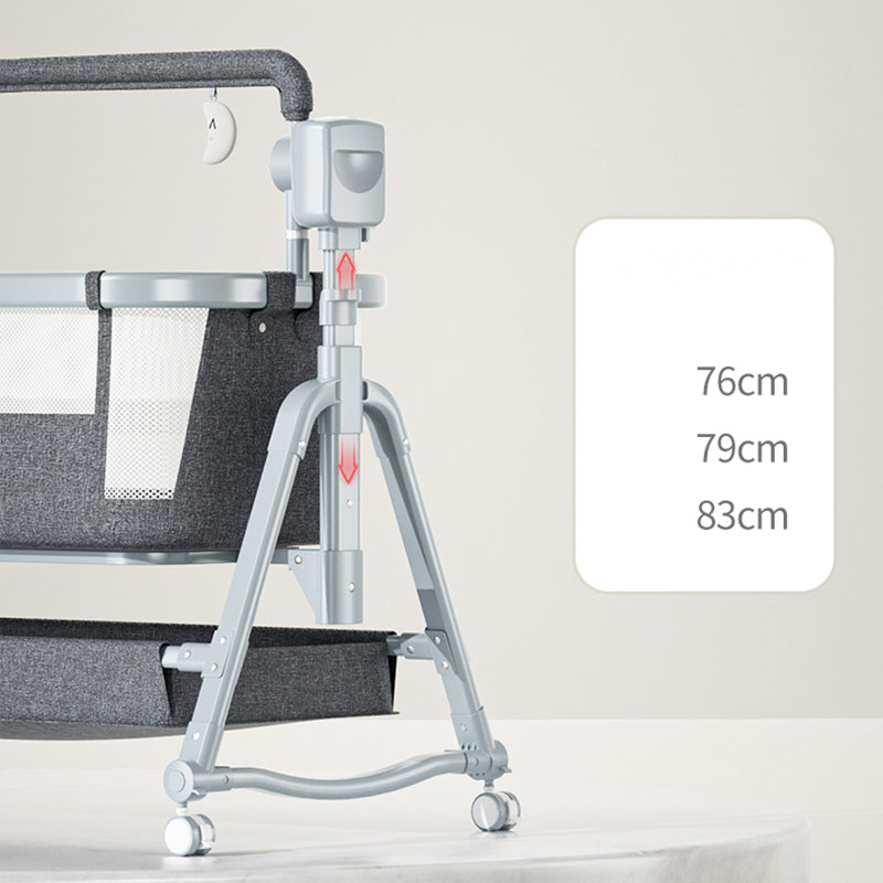 Rocking Crib Cradle Square Metal Cradle with Storage Shelf for Newborn