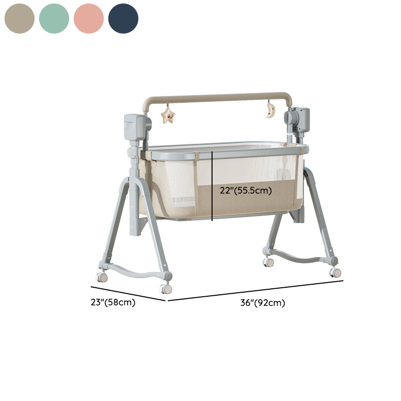 Rocking Crib Cradle Square Metal Cradle with Storage Shelf for Newborn