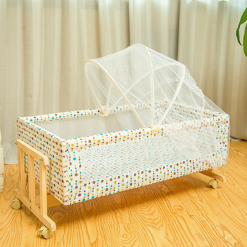 Solid Wood Rectangle Bassinet Rocking and Gliding Crib Cradle for Baby