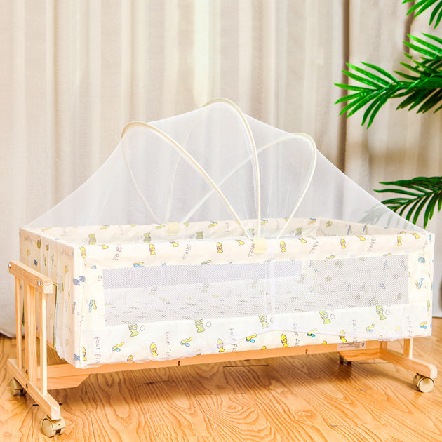 Solid Wood Rectangle Bassinet Rocking and Gliding Crib Cradle for Baby