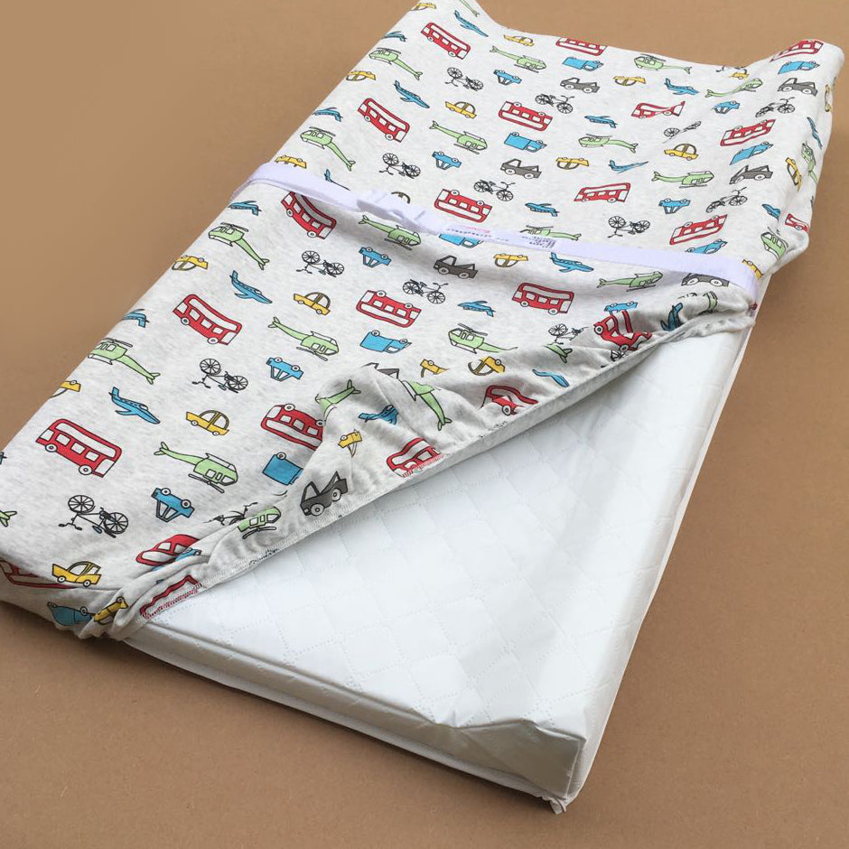 Upholstered Baby Changing Table Wooden Crib Top Changer with Seat Belt