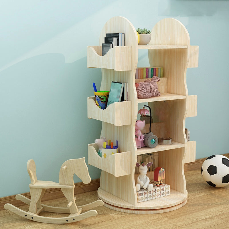 Modern Light Wood Book Shelf Freestanding Rotatable Book Display