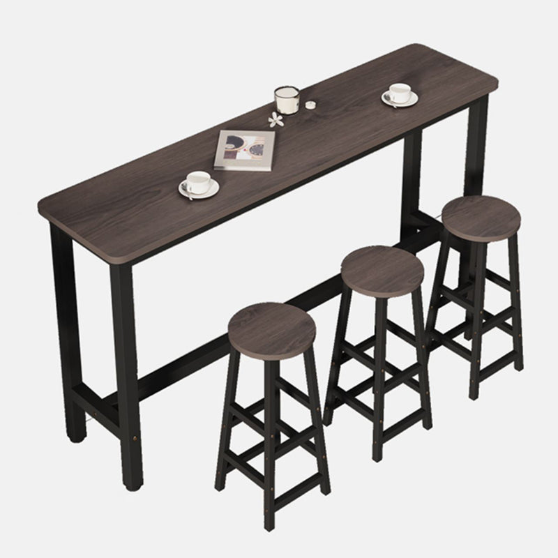 Modern Rectangle Wood Bar Table 2/3/4/5 Pieces Bar Table Set for Cafe