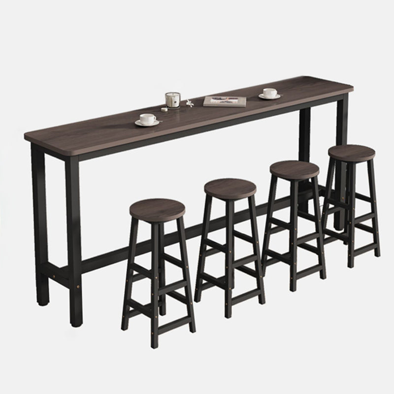 Modern Rectangle Wood Bar Table 2/3/4/5 Pieces Bar Table Set for Cafe