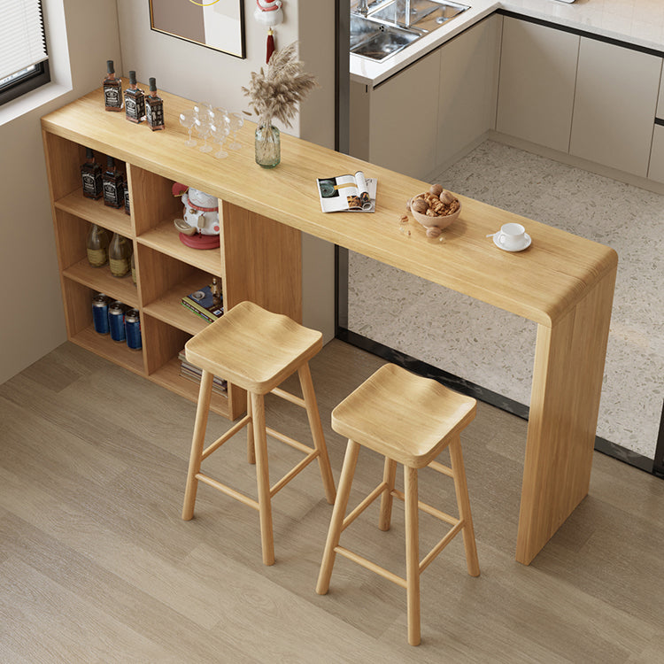 Modern Double Pedestal Bar Table Set 1/2/3 Pcs Solid Wood Bar Table and Backless Stools