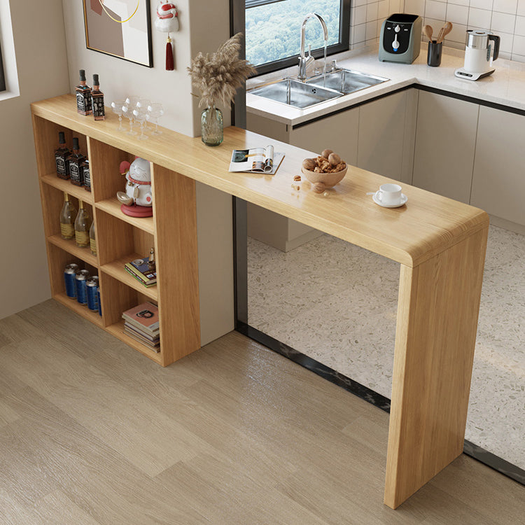 Modern Double Pedestal Bar Table Set 1/2/3 Pcs Solid Wood Bar Table and Backless Stools