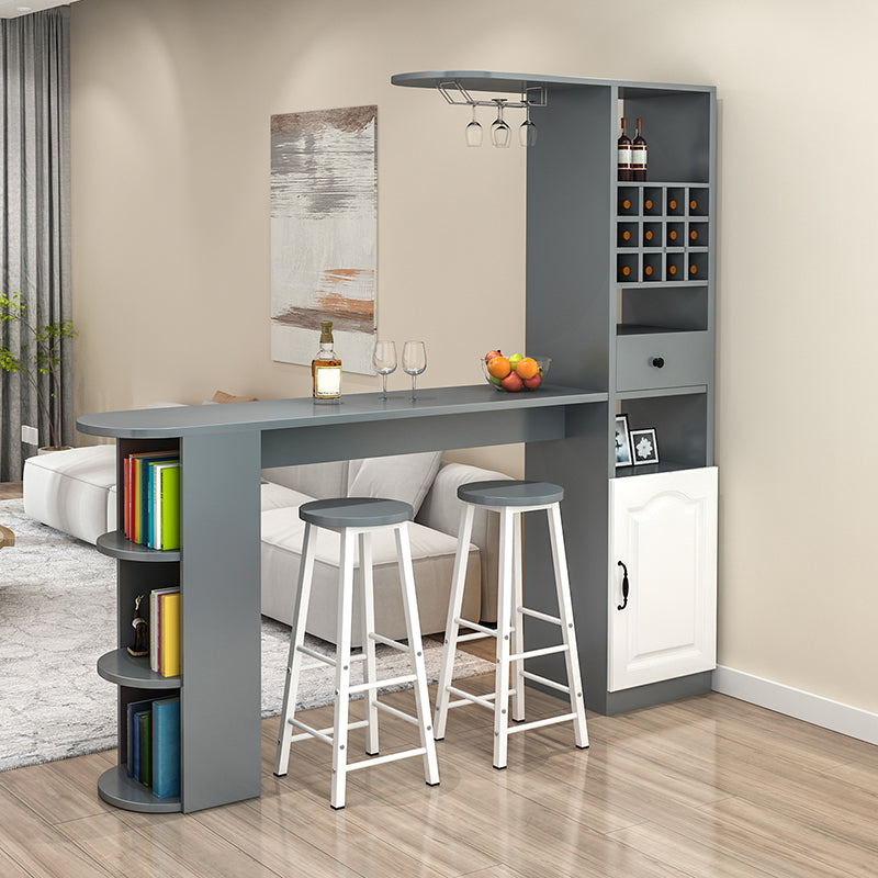 Modern Rectangle Wood Counter Table 3 Pieces Bar Table Set for Living Room