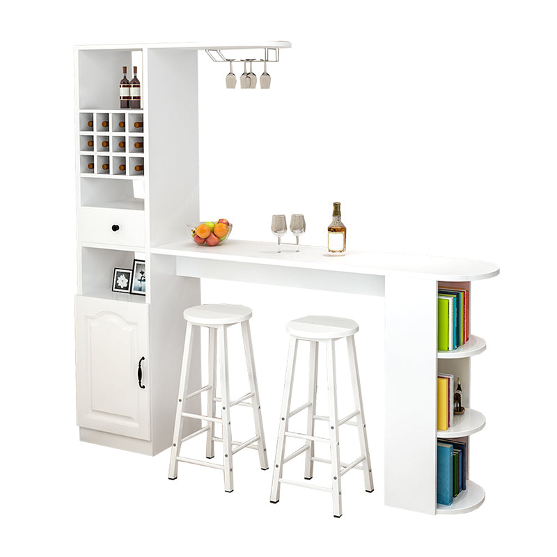 Modern Rectangle Wood Counter Table 3 Pieces Bar Table Set for Living Room