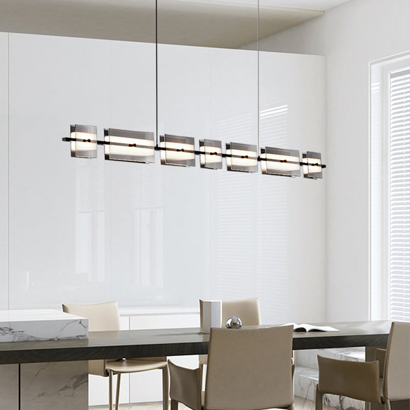 Glass Shade Hanging Island Lights Modern Black/Gold Island Lighting Ideas for Kitchen