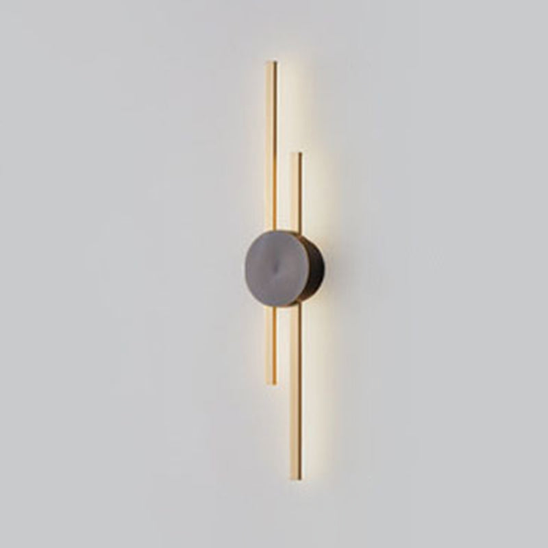 Linear Wall Mounted Fixture Solid Brass 2 / 3 - Light Wall Sconce in Black & Gold