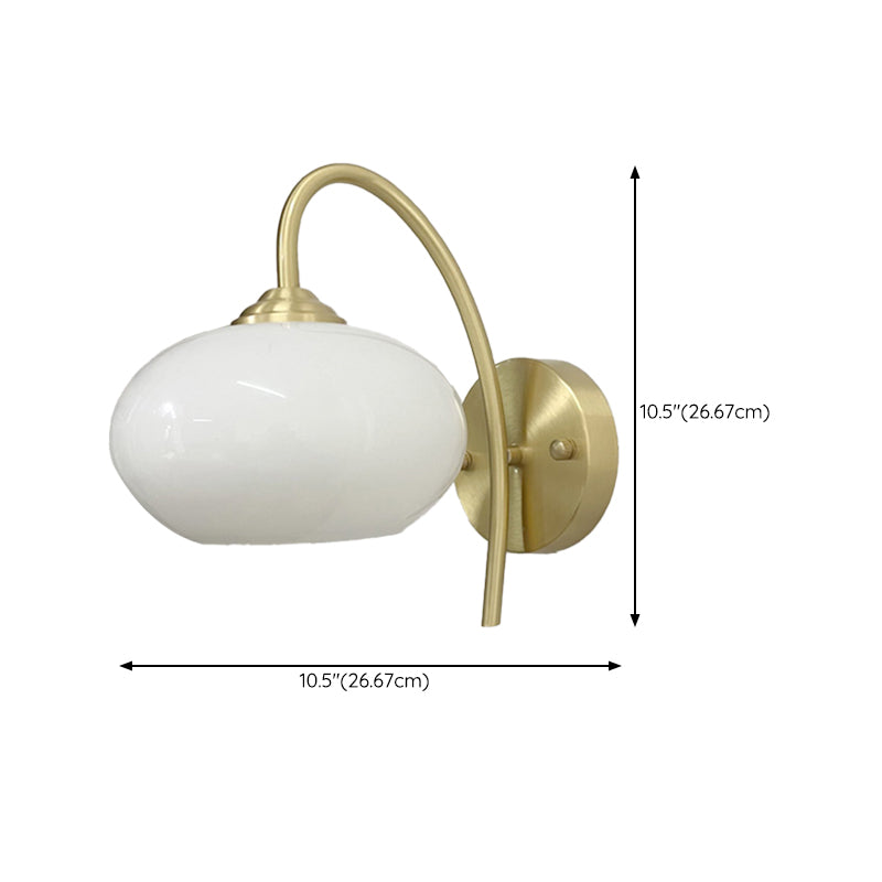 Post Modern Barn Light Brass & Glass 1 - Light Wall Sconce in Gold & White