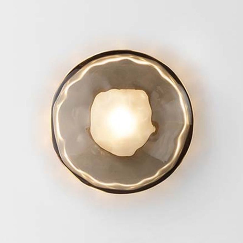 Metal and Glass Wall Sconce in Gold / Black 1 - Light Post Modern Wall Light