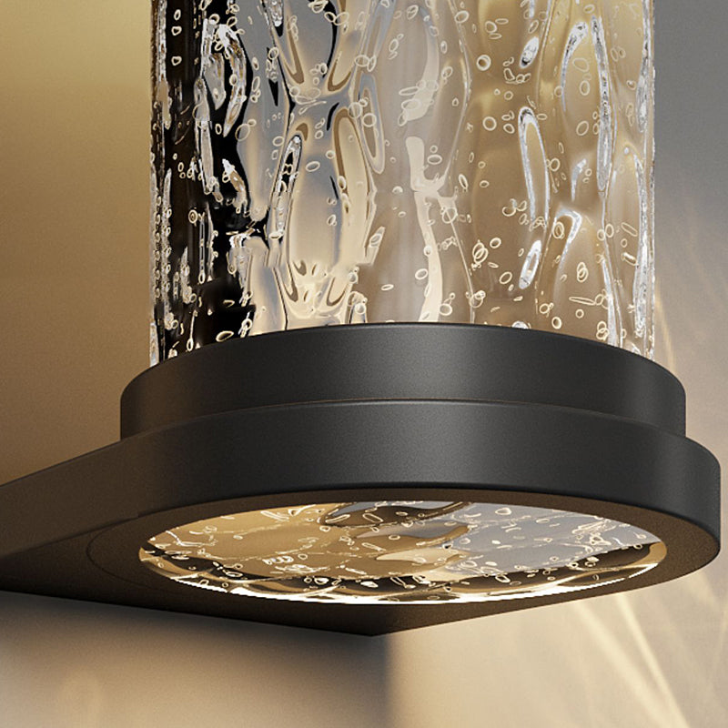 Simple Wall Sconce Cylinder Outdoor Wall Light Fixture with Glass