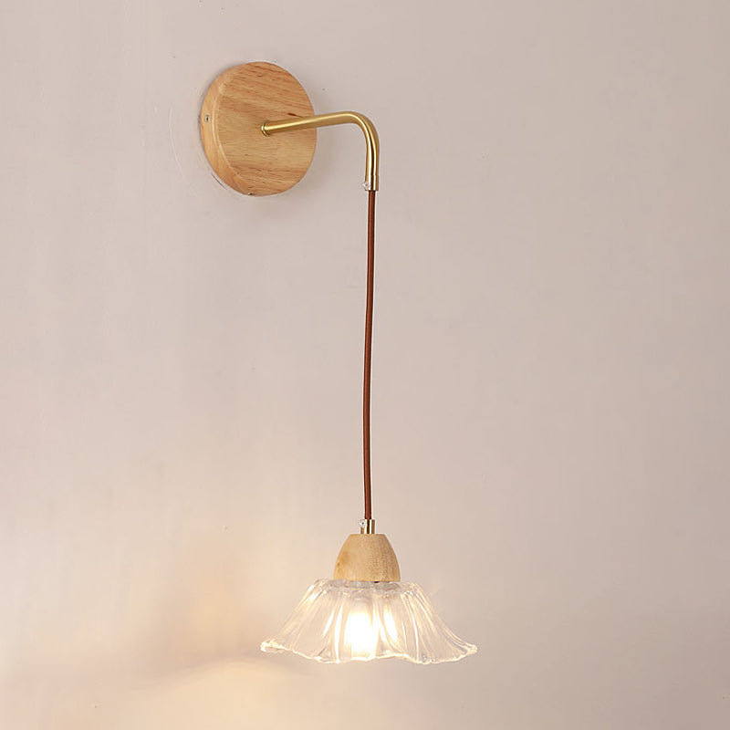 Modern Wall Lamp Wooden 1 Light Wall Vanity Lights for Washroom