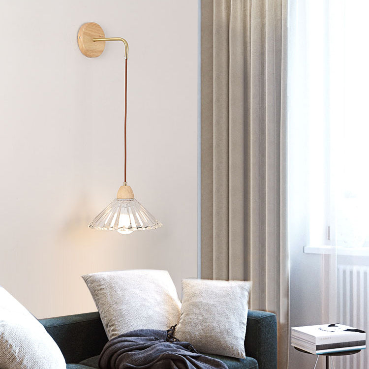 Modern Wall Lamp Wooden 1 Light Wall Vanity Lights for Washroom