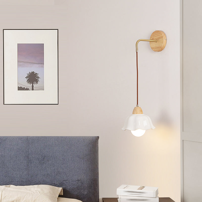 Modern Wall Lamp Wooden 1 Light Wall Vanity Lights for Washroom