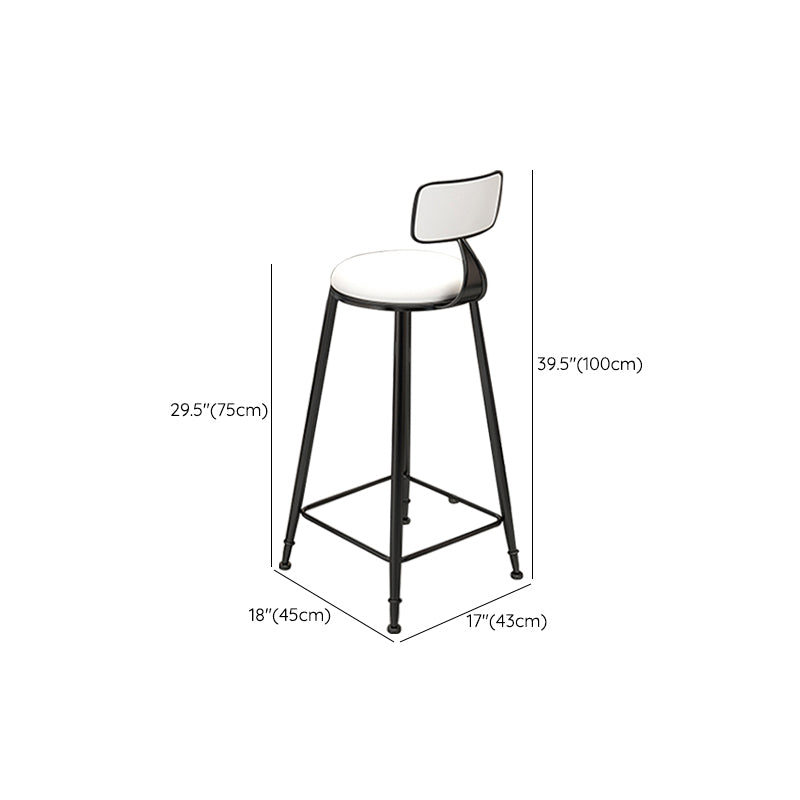 Industrial Armless Dining Stools Round Bar Stools with Metal Base