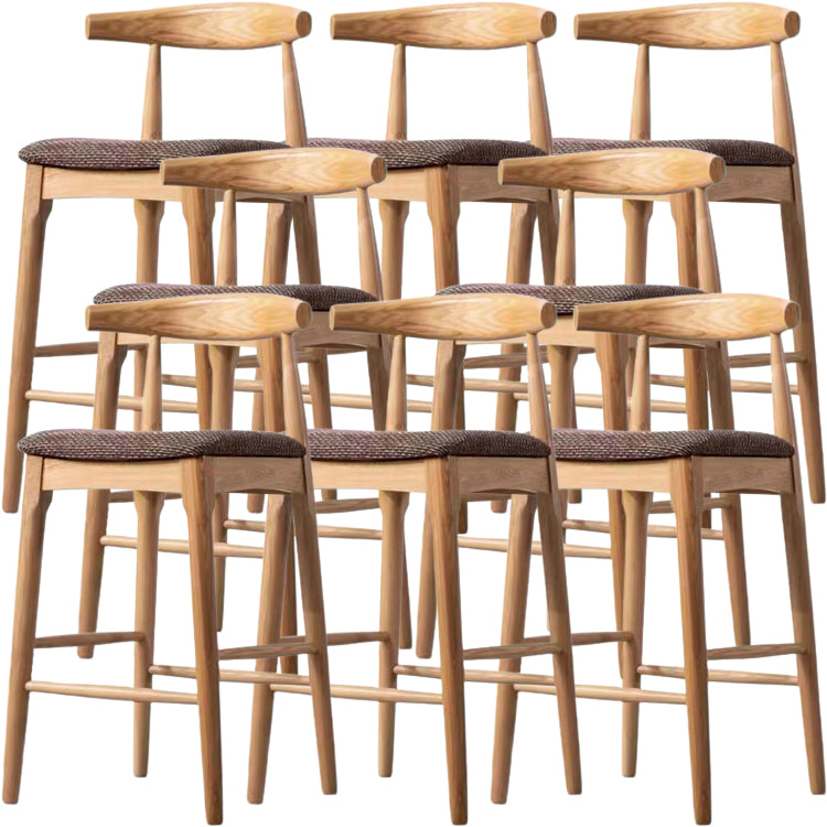 Scandinavian Upholstered Bar Stools Solid Wood Stool with Footrest