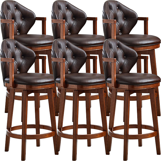 Scandinavian Indoor Bar Stools Solid Wood Armed Stool with Footrest