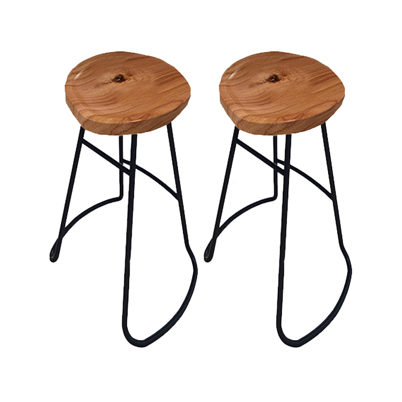 Solid Wood Bar Stools Modern Backless Dining Stools with Footrest