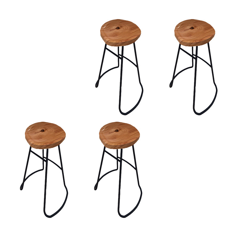 Solid Wood Bar Stools Modern Backless Dining Stools with Footrest