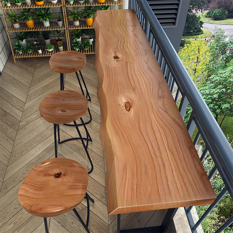 Solid Wood Bar Stools Modern Backless Dining Stools with Footrest